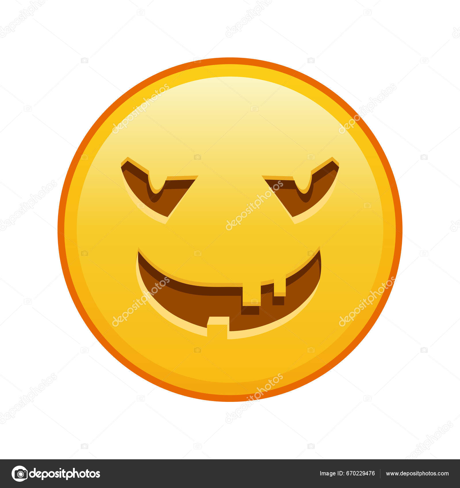 Cara Assustadora Dia Das Bruxas Grande Tamanho Sorriso Emoji Amarelo  vetor(es) de stock de ©Eugene_B-sov 670229476